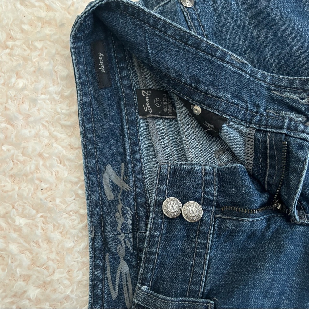 Seven7 Women's Skinny Jeans - Dark Blue - Picture 3 of 3